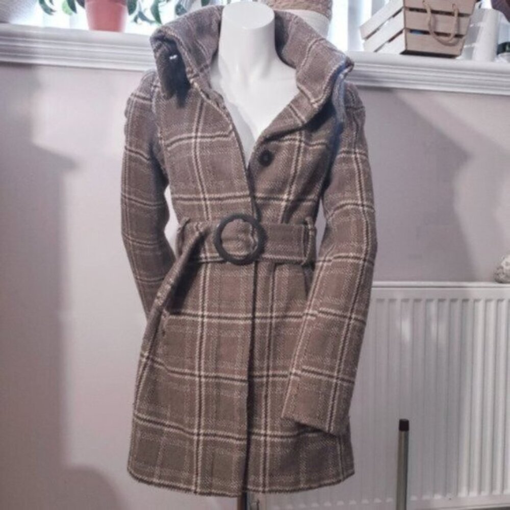 SOLD- COSTA BLANCA-  Plaid Peacoat- Size 4 (Wool Blend)
